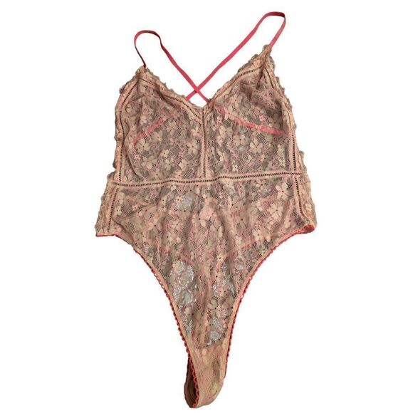 Victoria's Secret Pink Lace Strappy Back Teddy - Picture 1 of 5